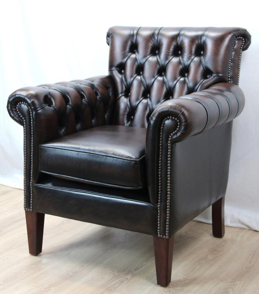 Chesterfield Ledersessel Preston Club Chair in Birch Antique Tan
