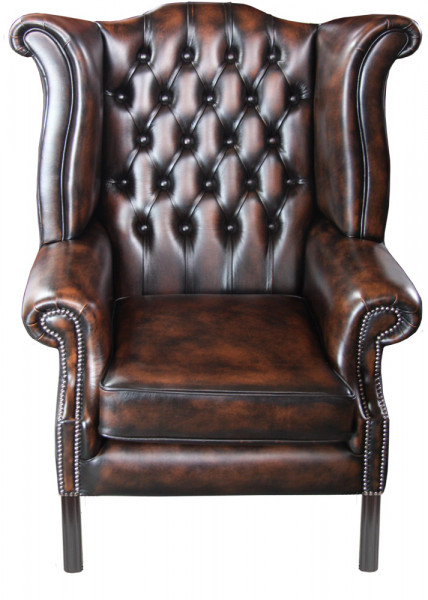 Grand Scroll Wing Straight Chair Chesterfield Ohrensessel